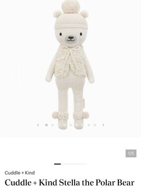 Cuddle + Kind Cream Knit Polar Bear Plush with Pom-Pom Hat. New without tags.